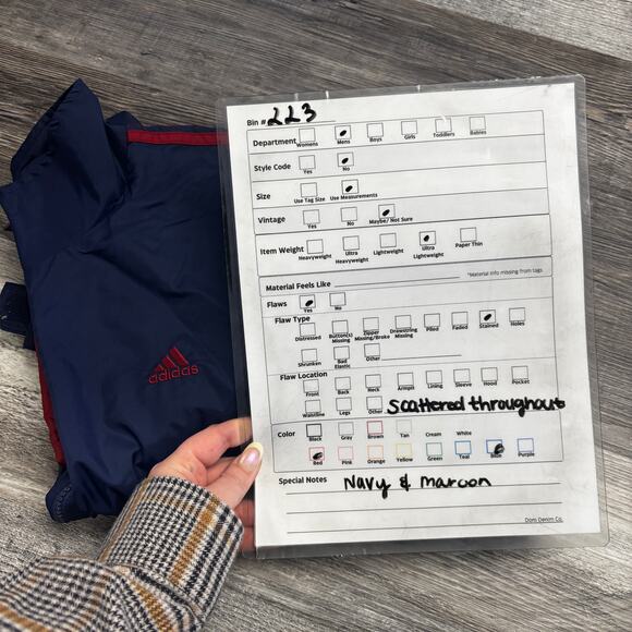 Vintage Adidas Jacket Navy Maroon Mens XL Full Zip Windbreaker Track 90s Nylon - Picture 9 of 11